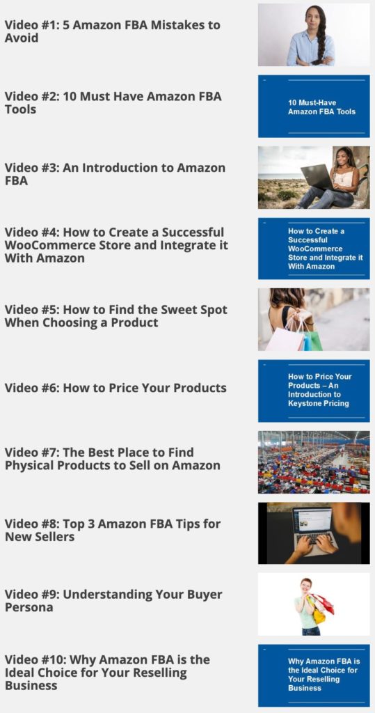 Amazon FBA Success Video contents