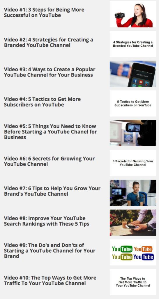 Youtube Authority 10-part training series videos