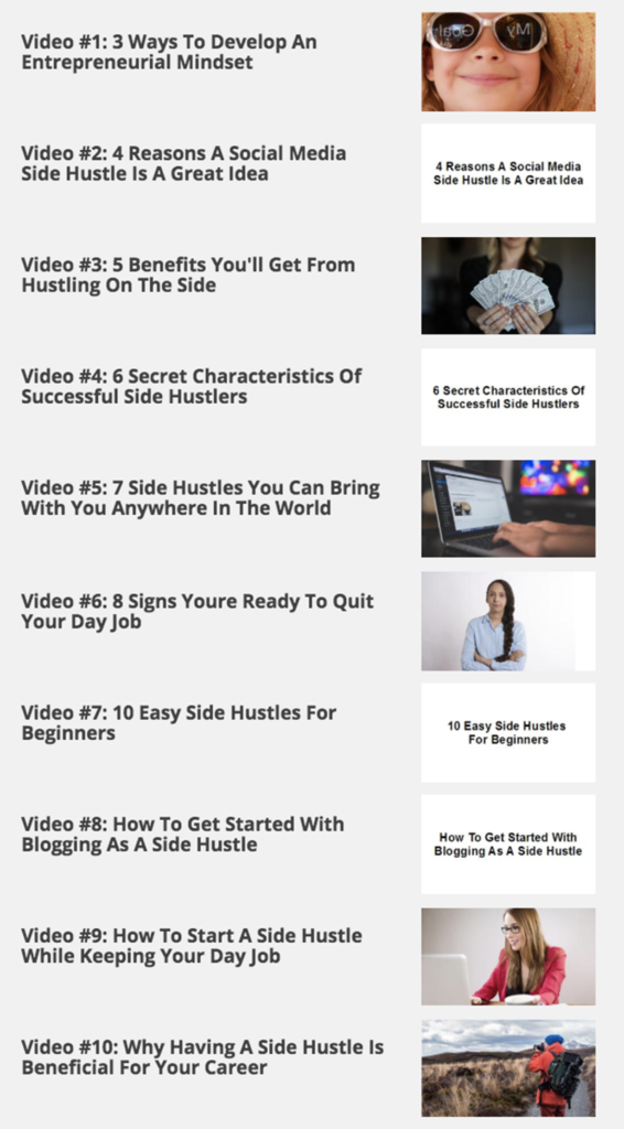 Side Hustle Secrets Video Chapters